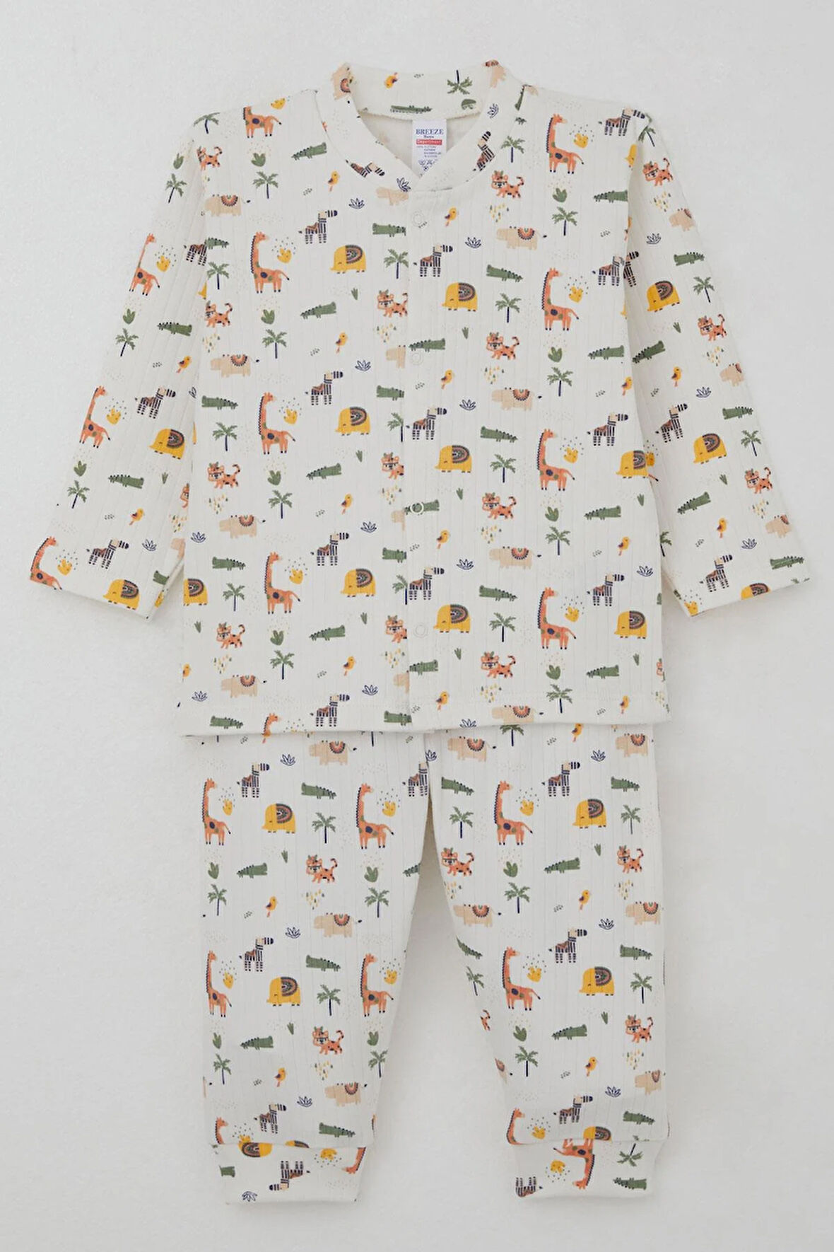 Breeze Erkek Bebek Pijama Takımı Bebek Hayvanat Bahçesi 4 Ay-1 Yaş, Ekru