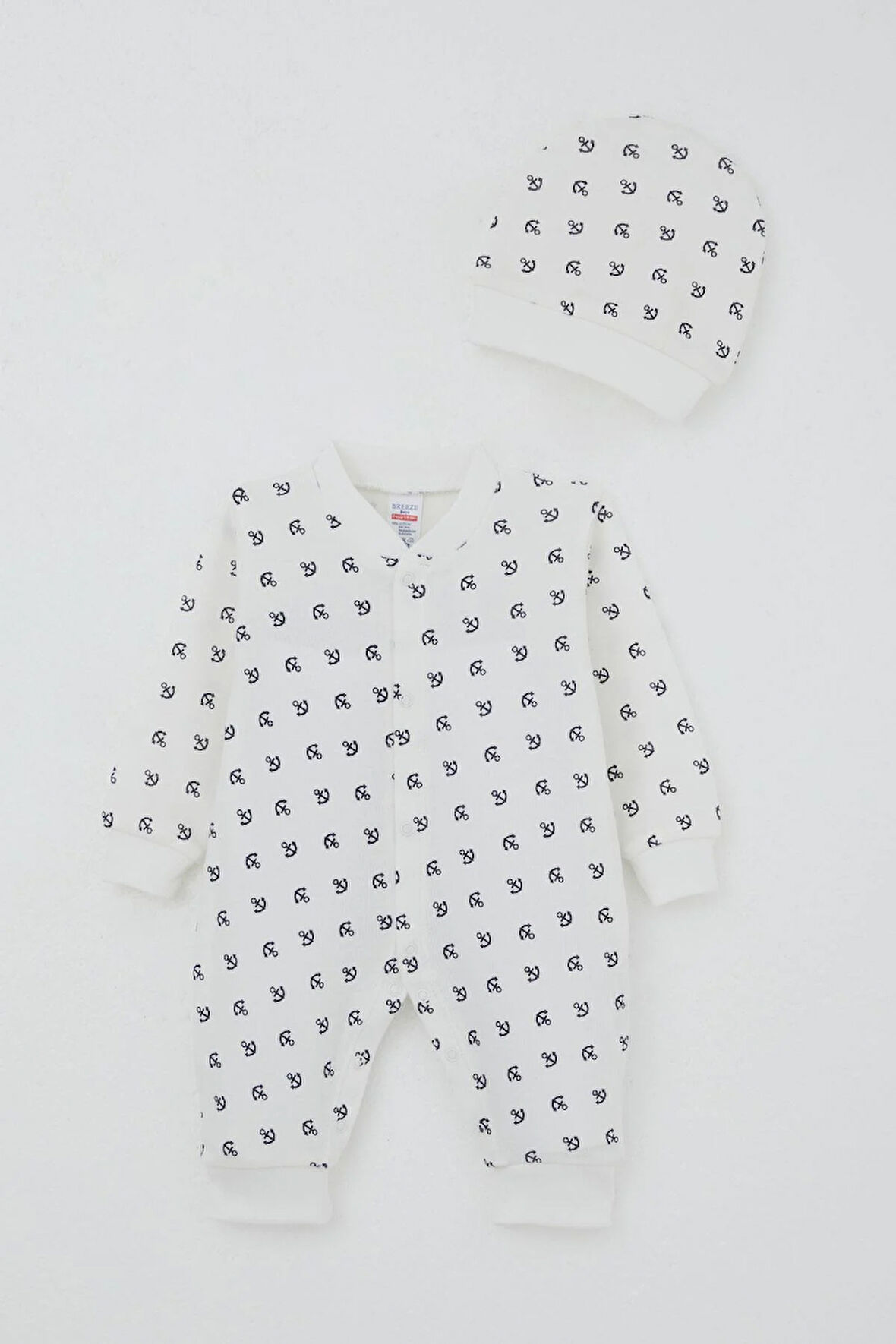 Breeze Bebek Tulum Deniz Temalı Çapa Desenli 0-6 Ay, Ekru