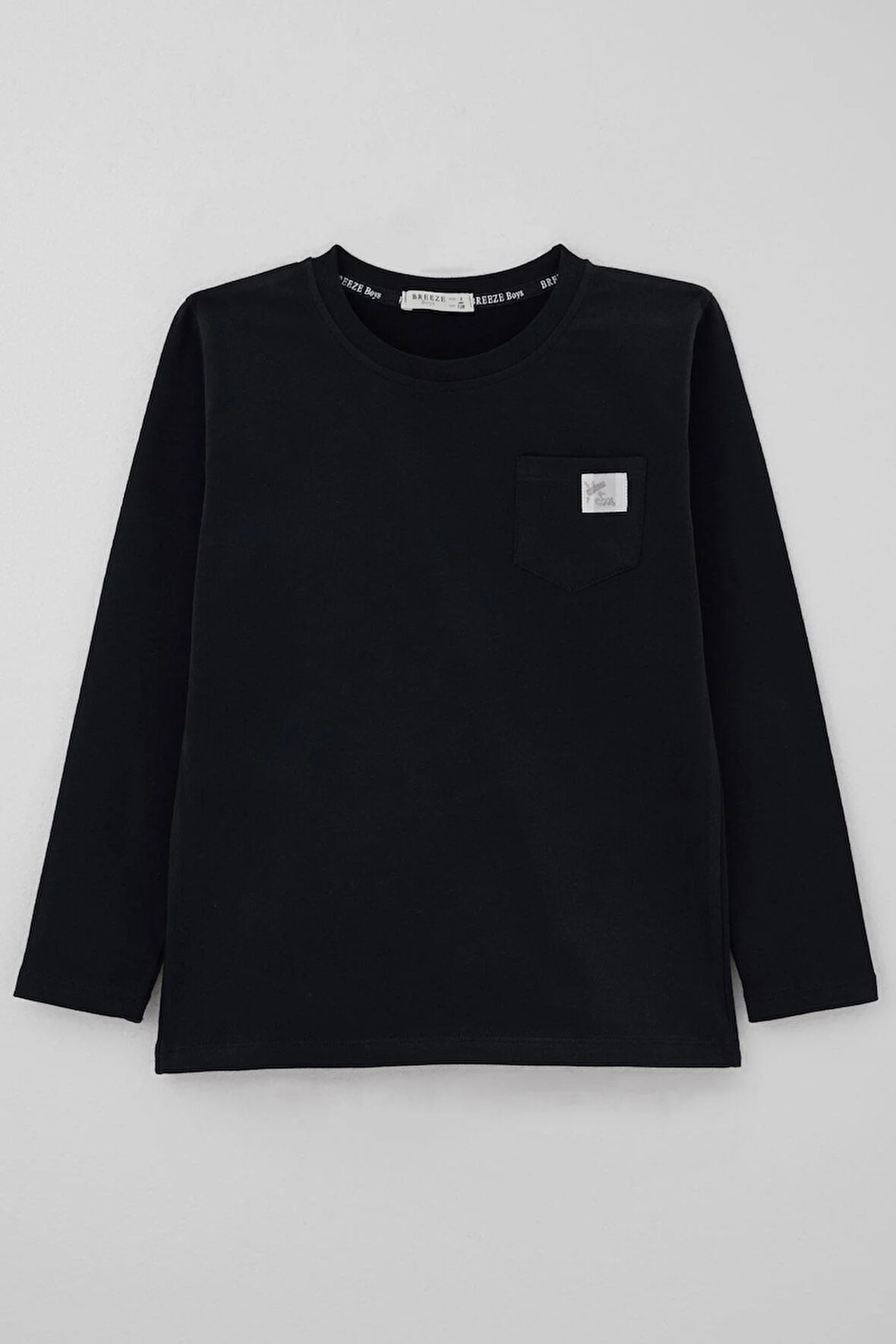 Breeze Erkek Çocuk Uzun Kollu Tişört Cool Yazı Armalı Cepli 4-8 Yaş, Lacivert