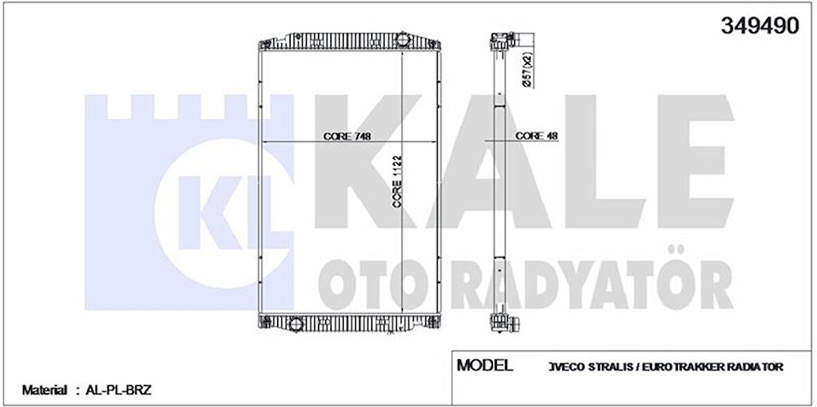 İveco Truck Motor Su Radyatoru İveco Stralıs 480-500 / Eurotrakker (cercevesiz) / (mt) - Kale 349490