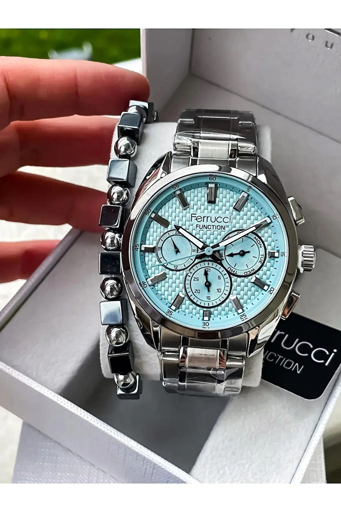 Ferrucci Çelik Kordon Fonksiyonları Aktif Erkek Kol Saati+Bileklik