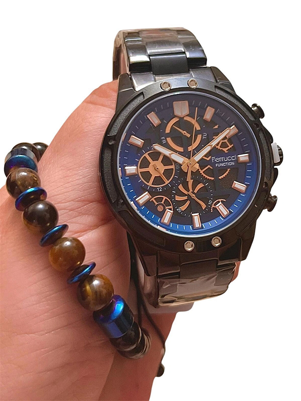 Ferrucci Fonksiyonları Aktif Spor Model Çelik Erkek Kol Saati+Bileklik