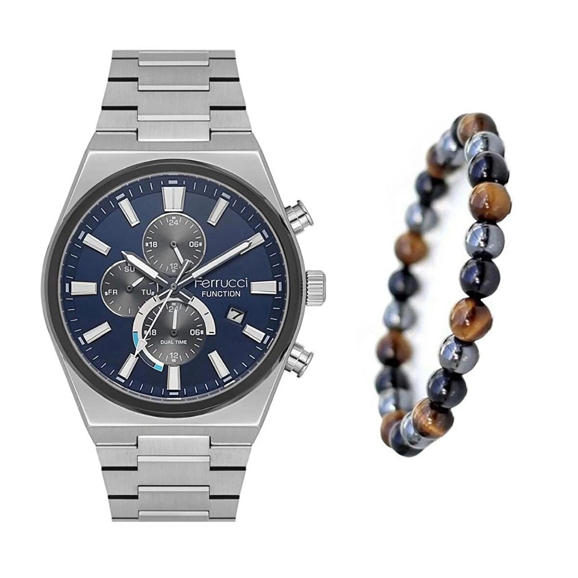 Ferrucci Fonksiyonları Aktif Takvimli Erkek Kol Saati+Bileklik