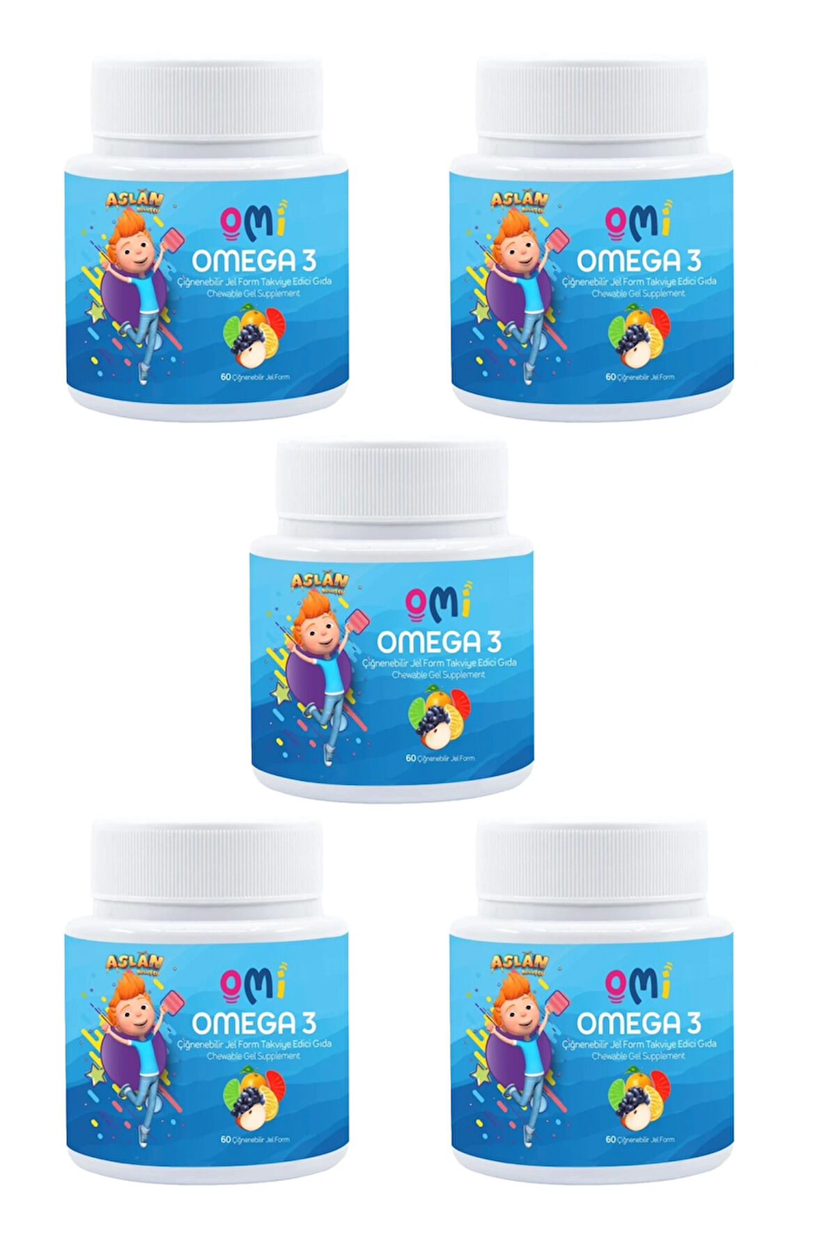 5 ADET Omi Omega 3 Çiğnenebilir Jel Form 60 Gummies Yumuşak Şeker