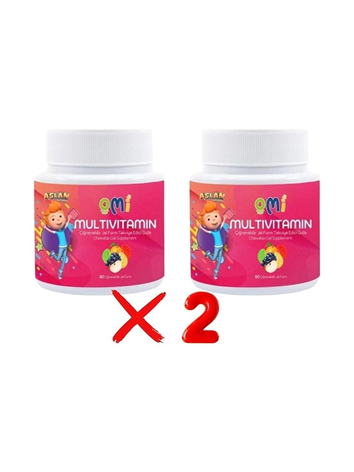 2 ADET OMİ Omi - Multivitamin Çiğnenebilir Jel Form 60 Gummies Yumuşak Şeker