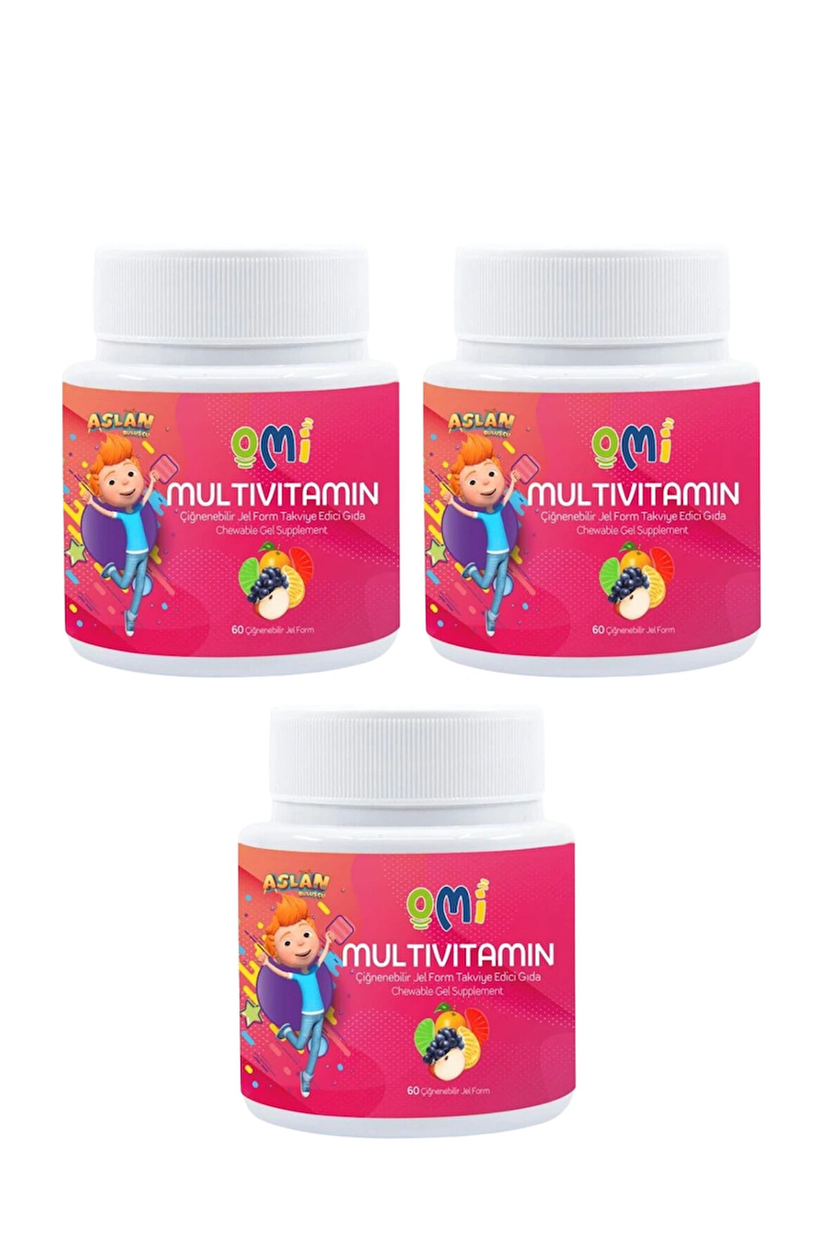 3 ADET OMİ Omi - Multivitamin Çiğnenebilir Jel Form 60 Gummies Yumuşak Şeker