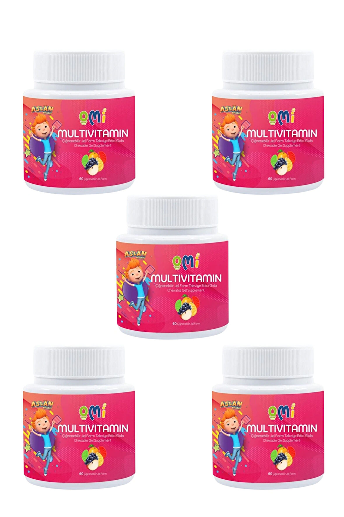 5 ADET OMİ Omi - Multivitamin Çiğnenebilir Jel Form 60 Gummies Yumuşak Şeker