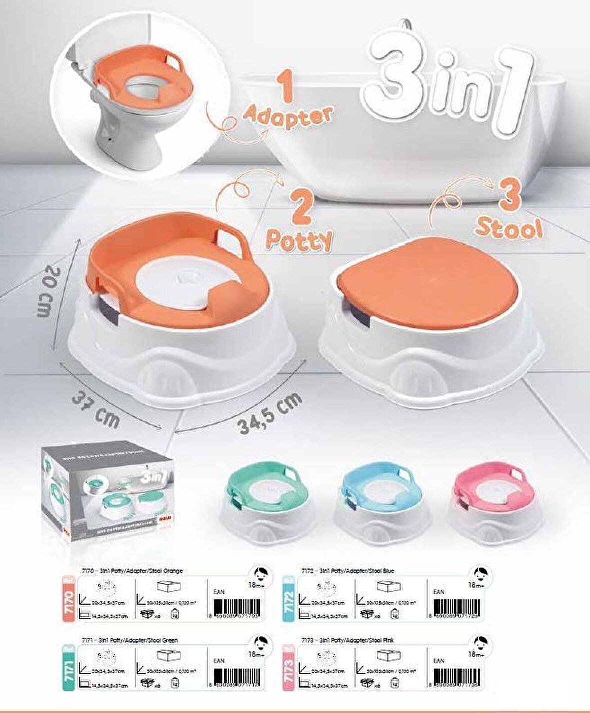 Dolu 7171 Lazımlık Adaptör Basamak 3in1 Yeşil Eğitici Lazımlık 