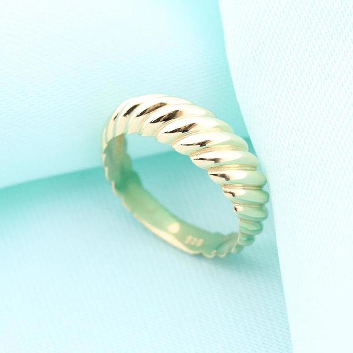 14K Altın İstiridye Desen Chocolate Yüzük 4Y28093