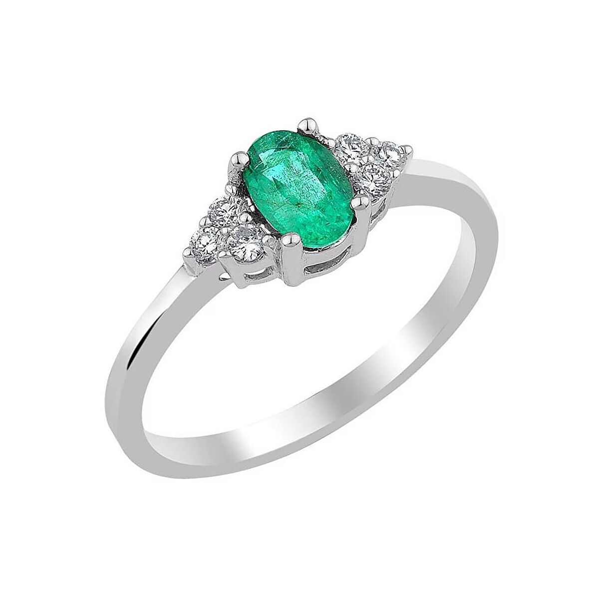 0.11 Karat Pırlantalı Oval Zümrüt Yüzük PY068