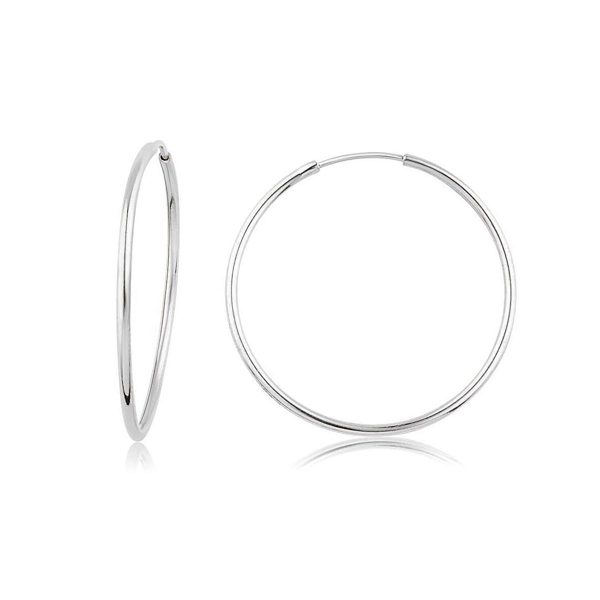 Beyaz Altın Halka Küpe (Çapı: 3.3cm)