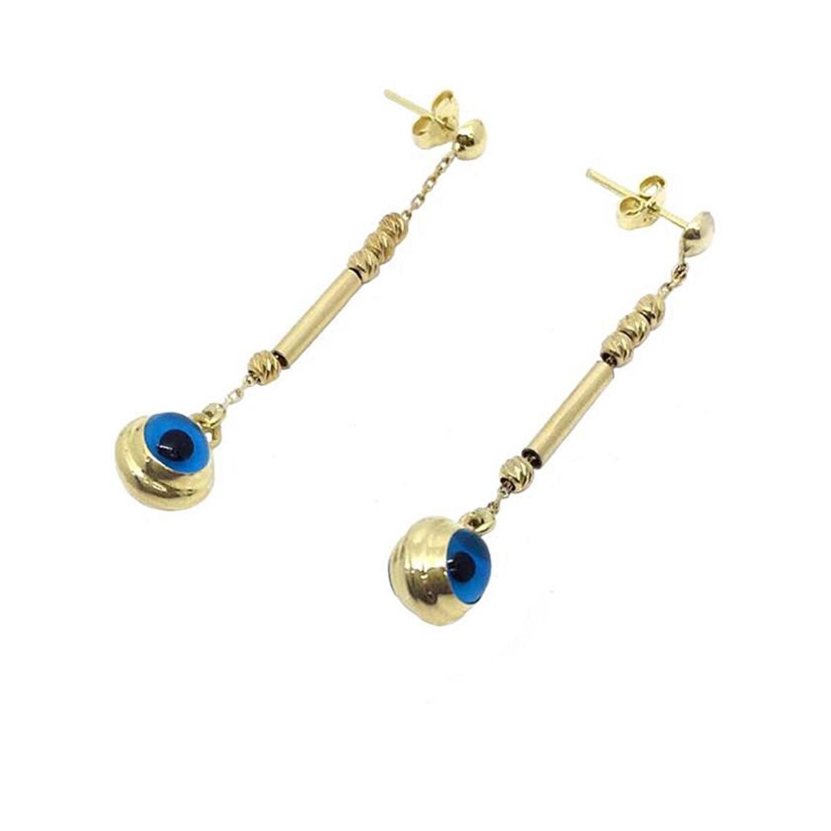 Altın Dorikalı Göz boncuklu Nazarlık Küpe