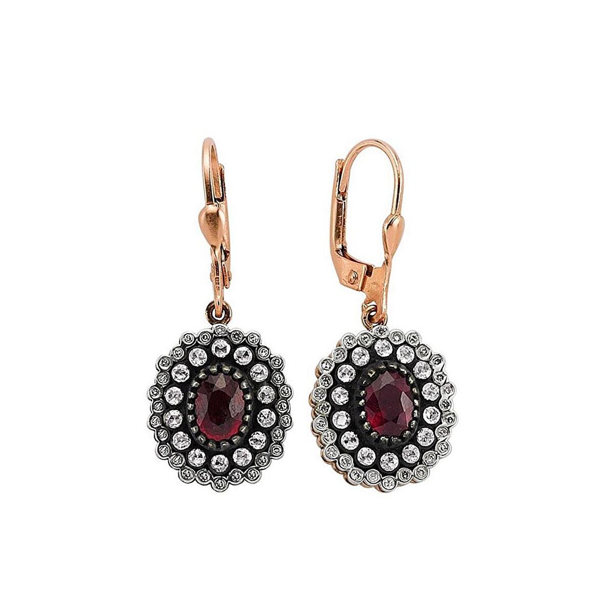 0.49 Karat Elmaslı Oval Yakut Küpe EE180
