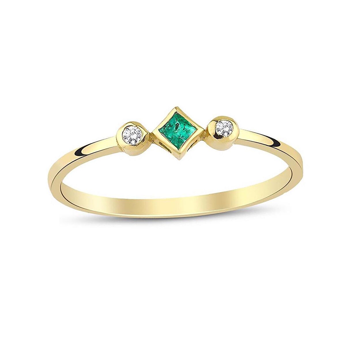 0.02 Karat Pırlantalı Zümrüt Hafif Yüzük PY1493-5