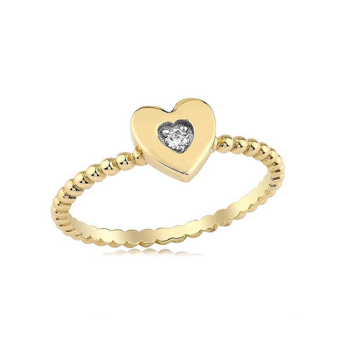 0.04 Karat Pırlantalı Kalp Chocolate Yüzük PY1061