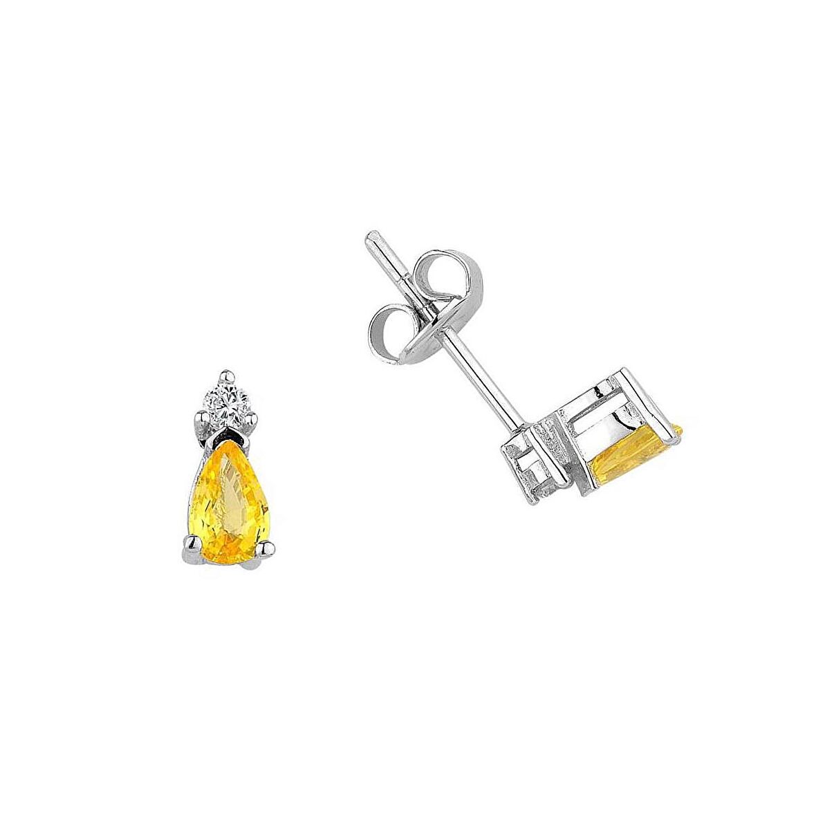 0.43 Karat Sarı Safir Küpe PE115