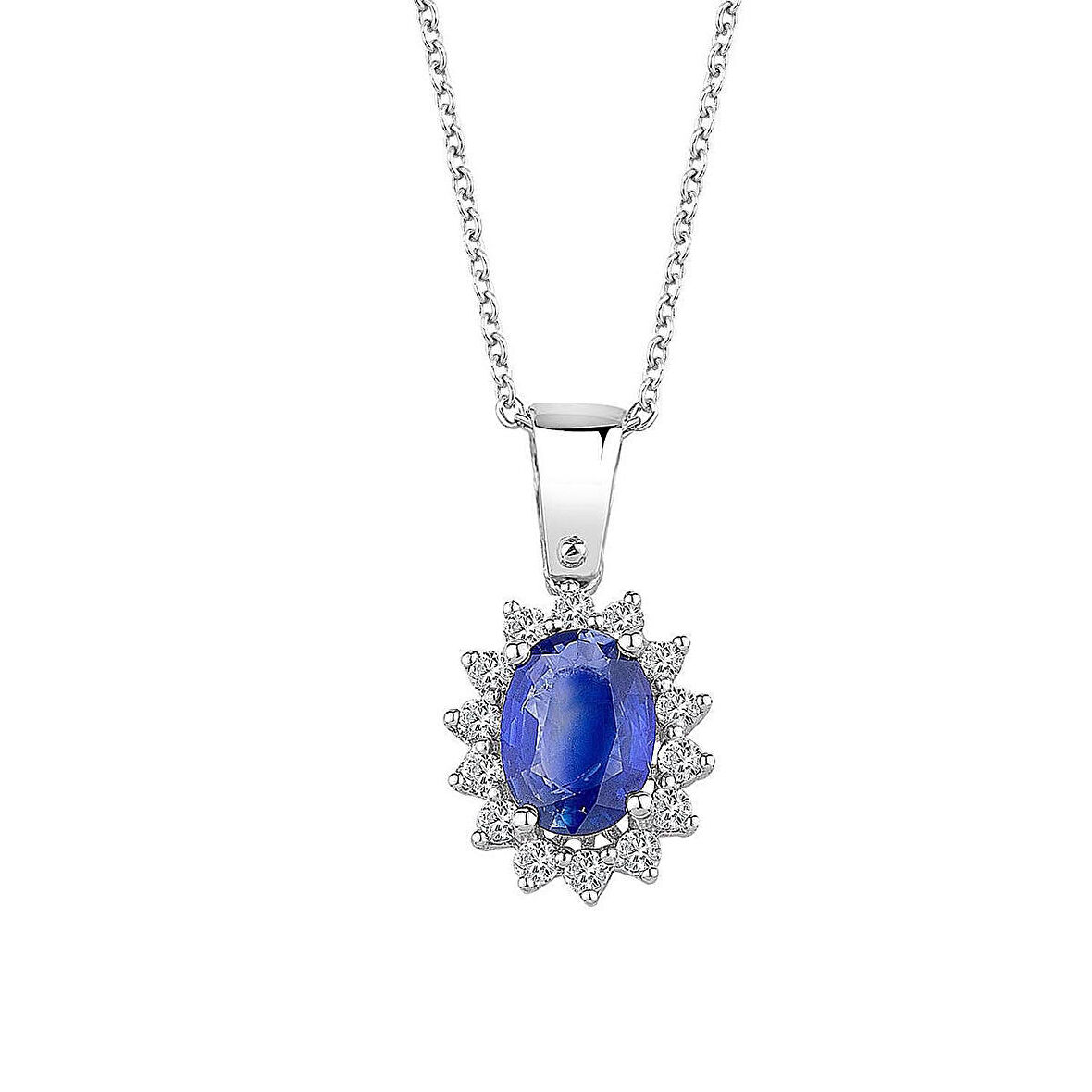 Klasik Anturaj Oval Safir Kolye 