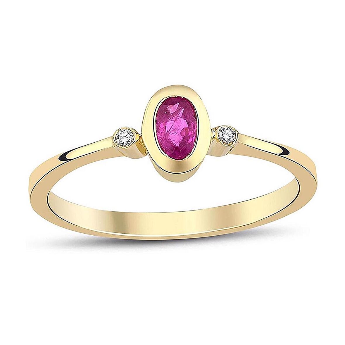 0.39 Karat Oval Yakut 0.02 Karat Pırlanta Yüzük