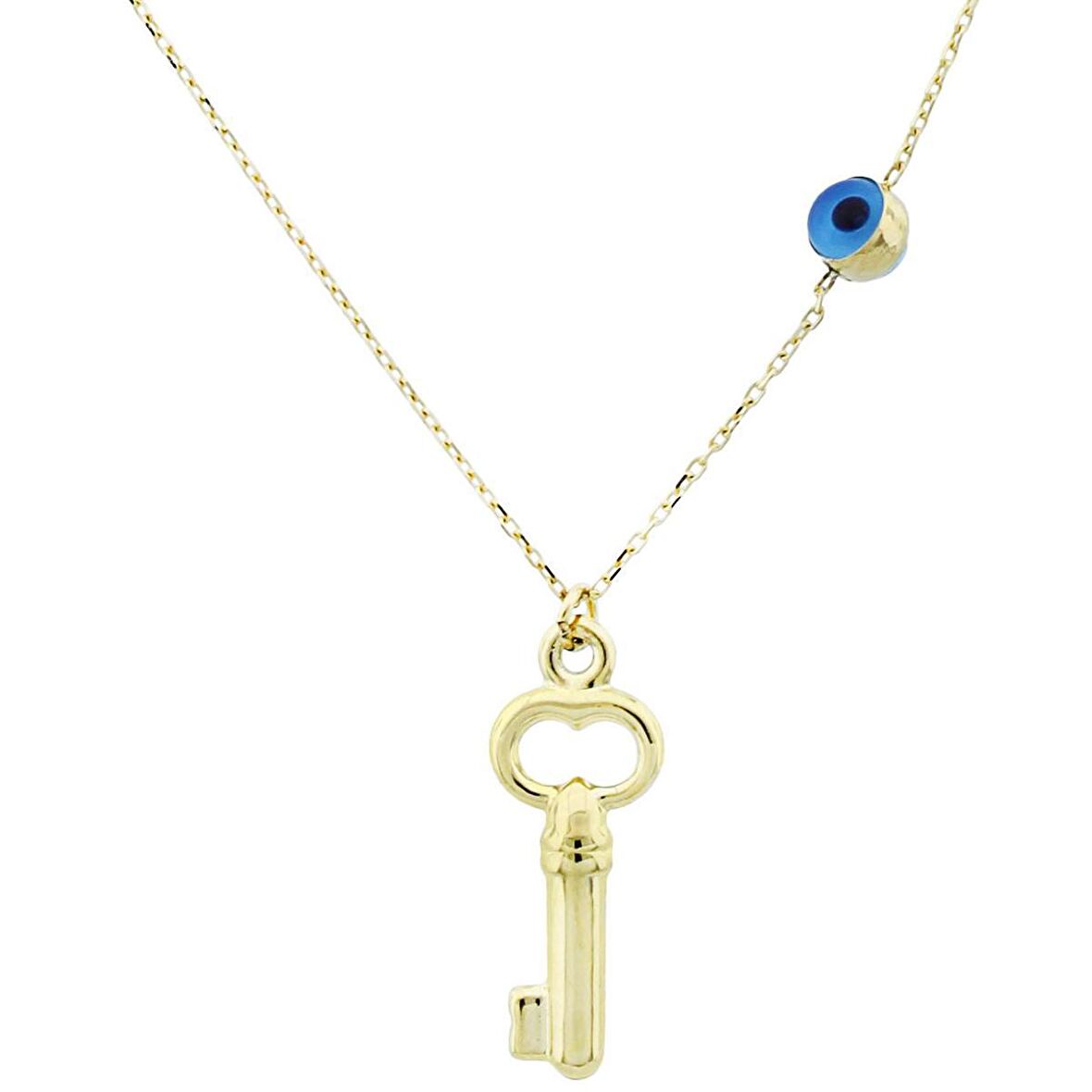 14 Ayar Altın Kilit Nazar Kolye