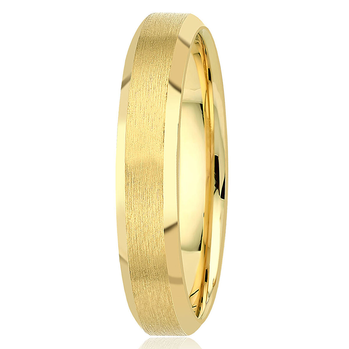 Erkek 4mm Kibrit Çöpü Mat Çatı Altın Alyans