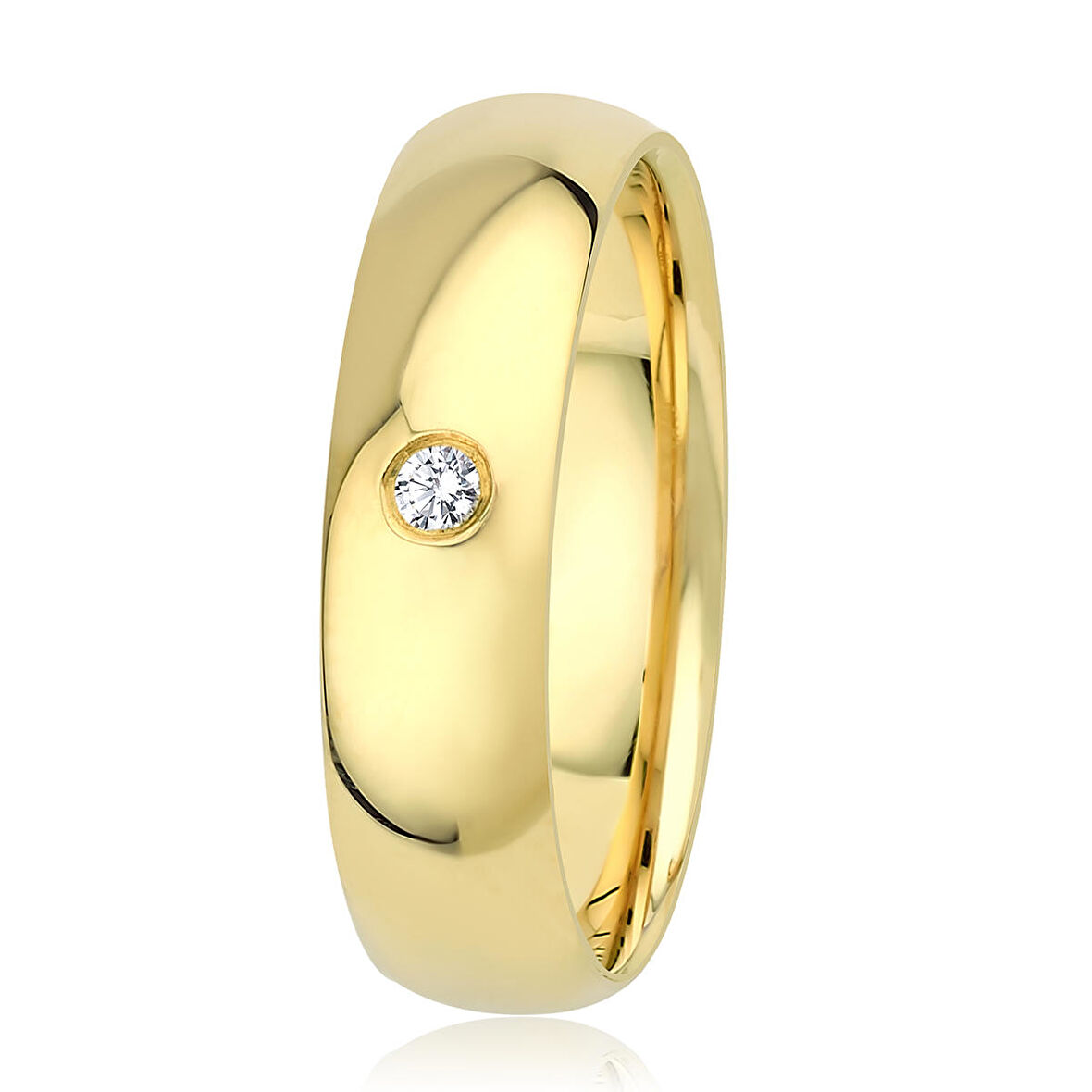 Elişi Altın 5mm Pırlanta Tektaş Alyans