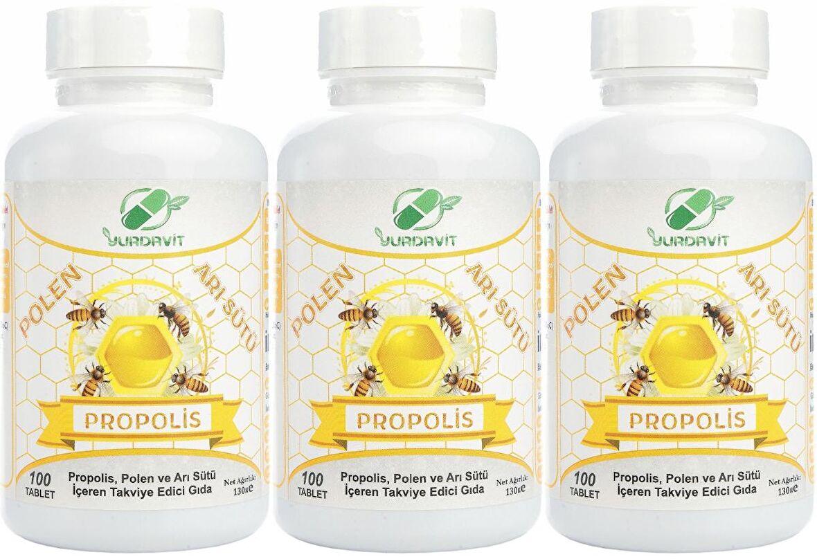 Yurdavit Arı Sütü Propolis Polen 575 Mg 3x100 Tablet