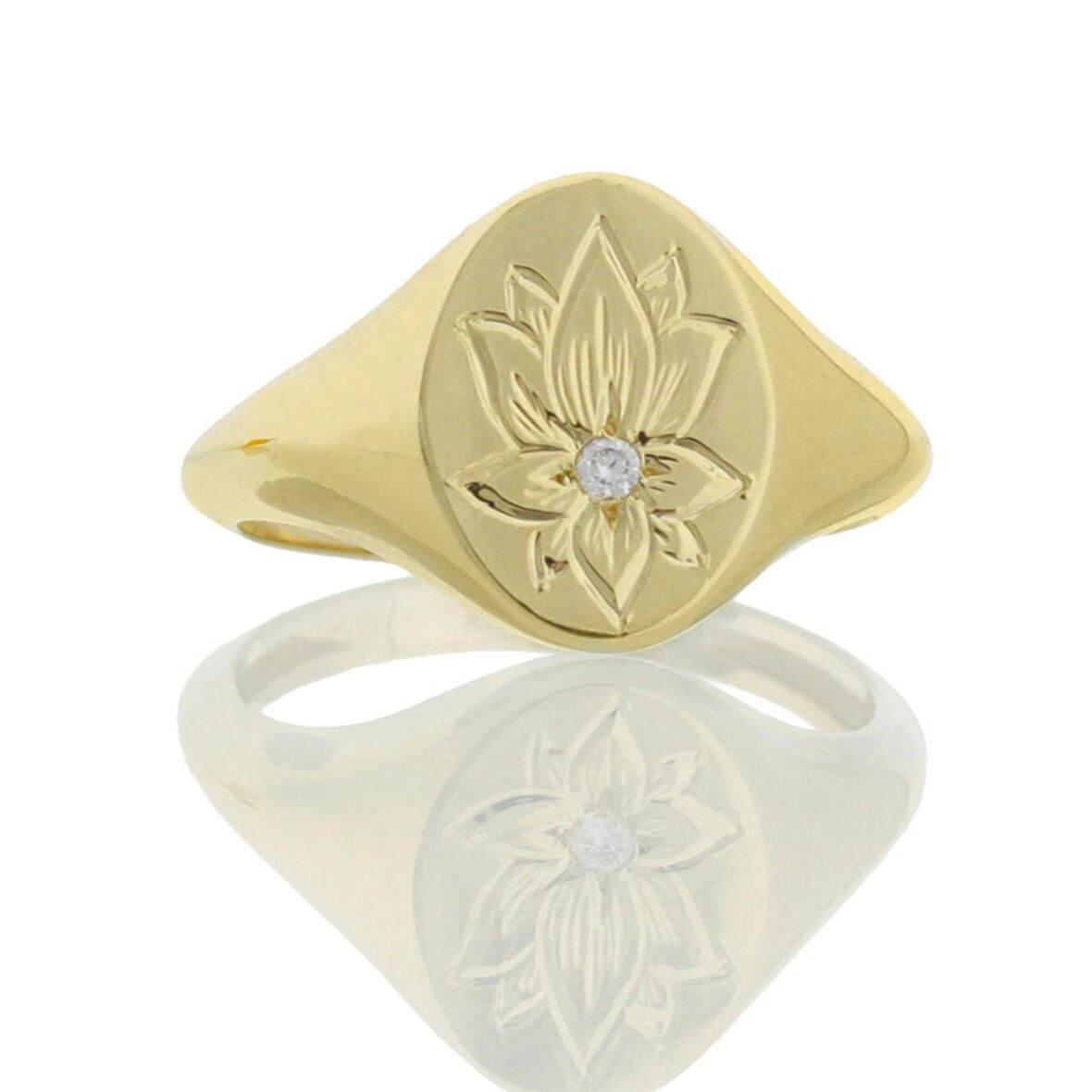 Pırlanta Lotus Çiçeği Altın Yüzük