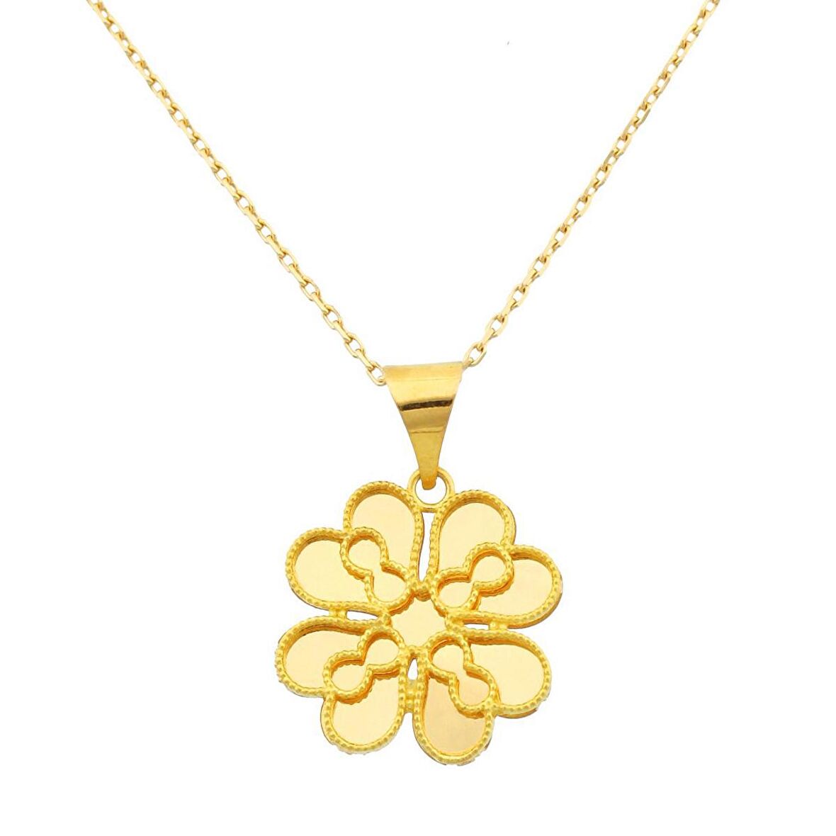 22 Ayar Altın Kalbimin Anahtarı - Yonca Tasarım Kolye 