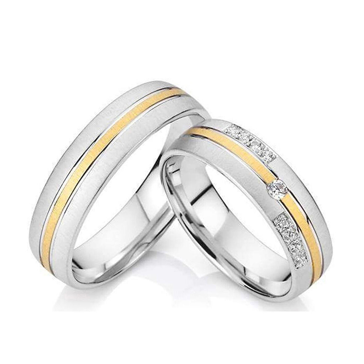 Pırlanta Tasarım Çift Alyans - Nişan Yüzüğü