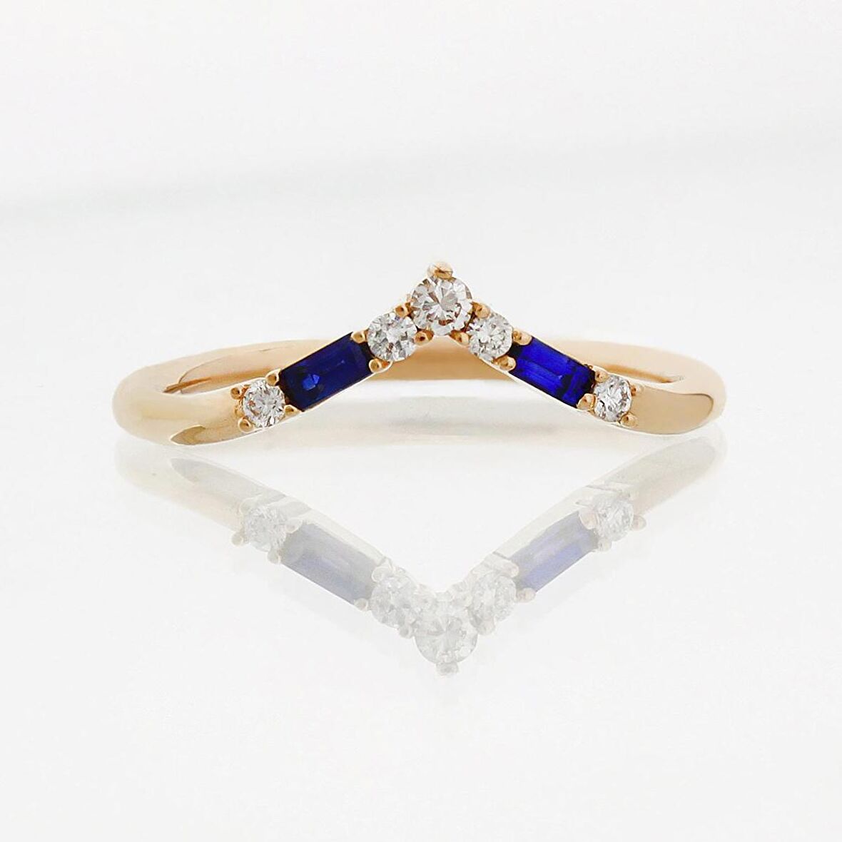 Pırlanta - Safir Tasarım Eklem Yüzük