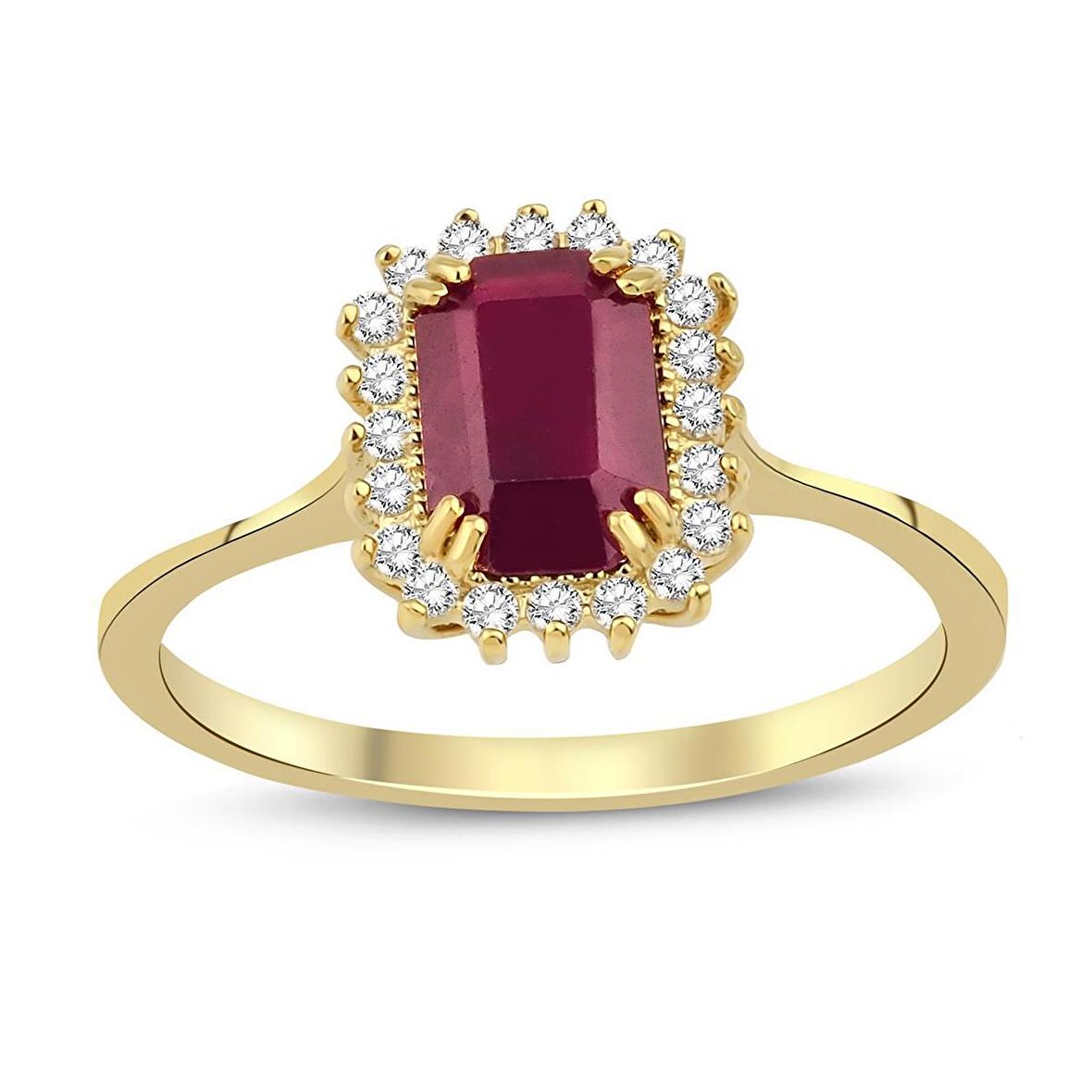 Klasik Anturaj Emerald Kesim Yakut Yüzük
