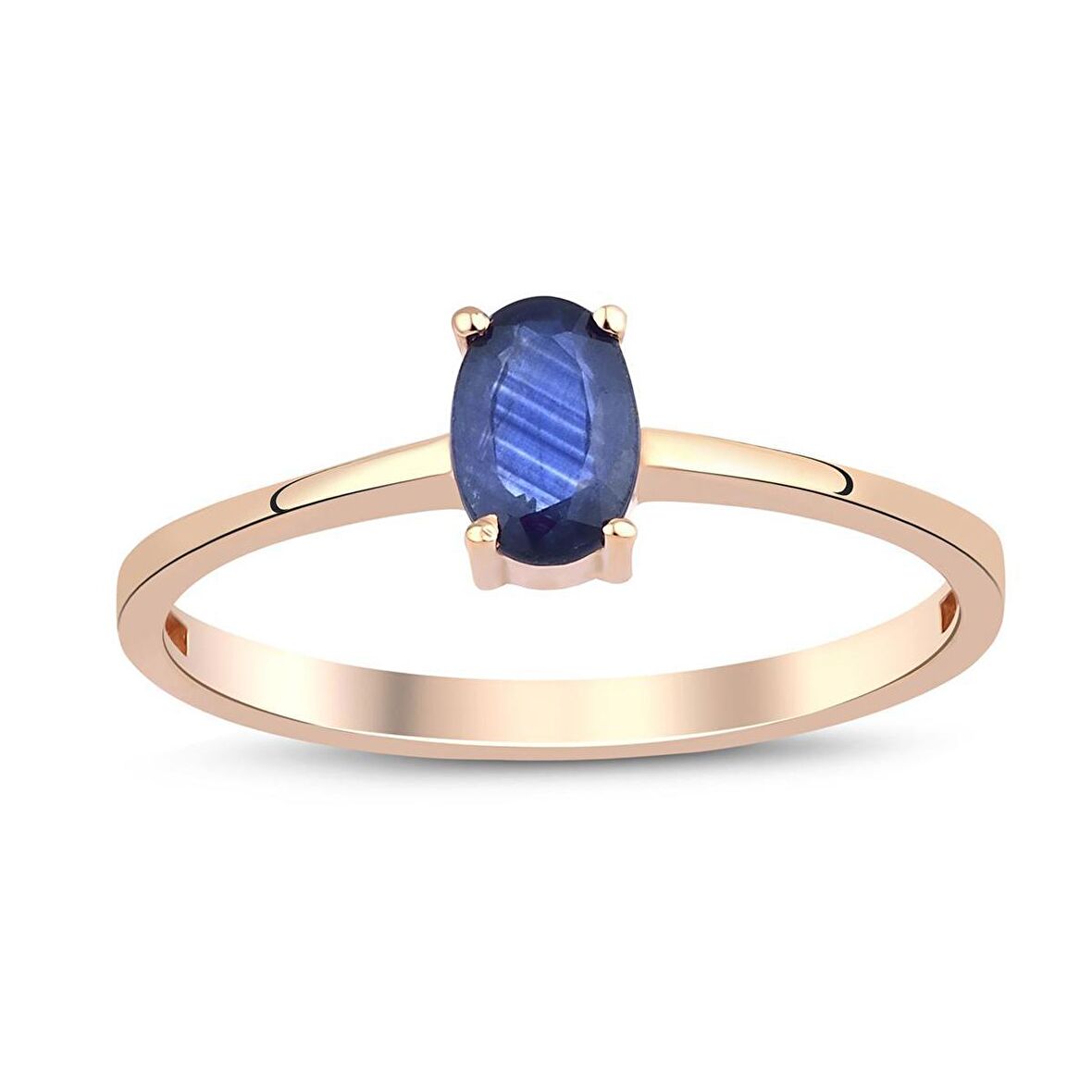 Oval Doğal Safir Tektaş Yüzük