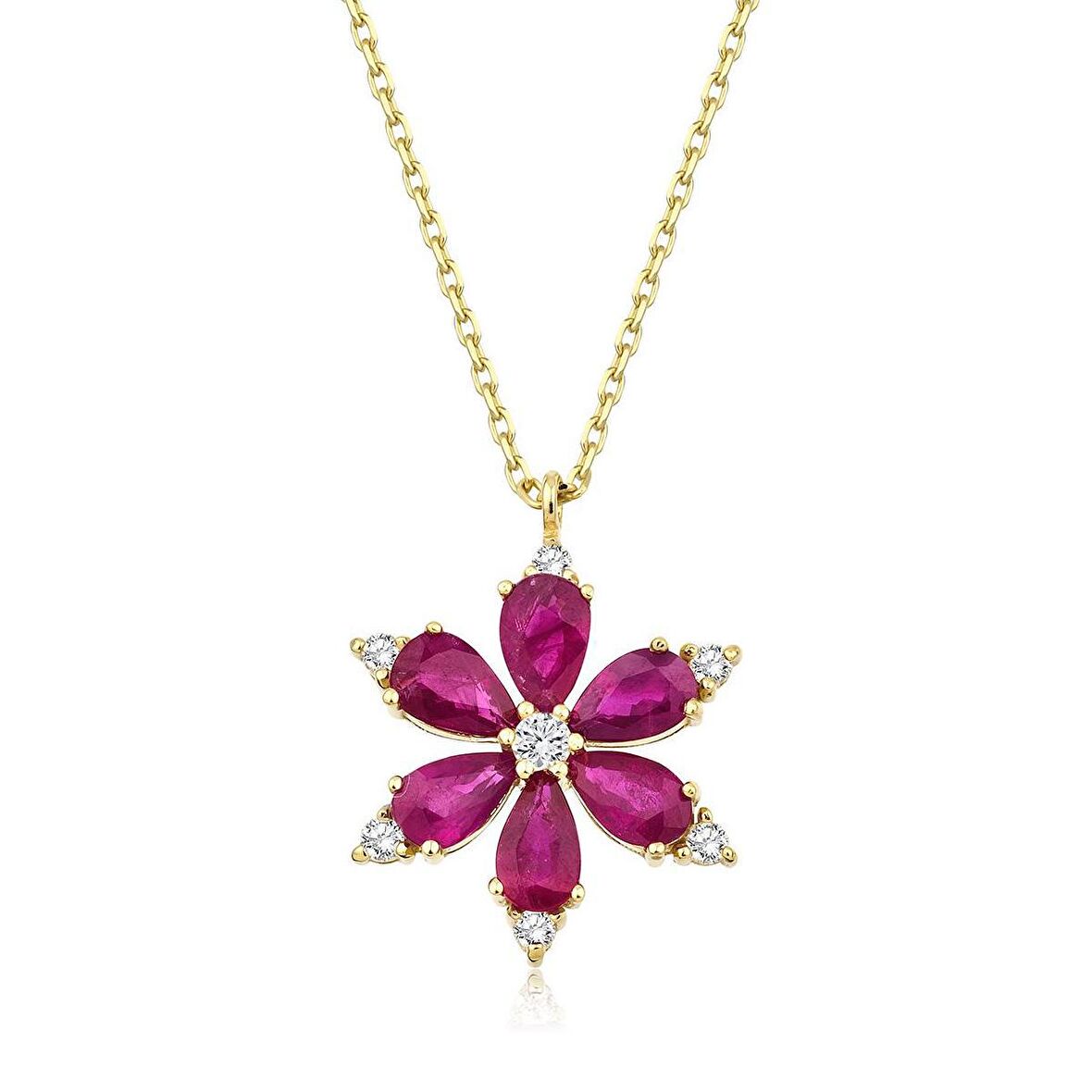 Yakut Lotus Çiçeği Kolye