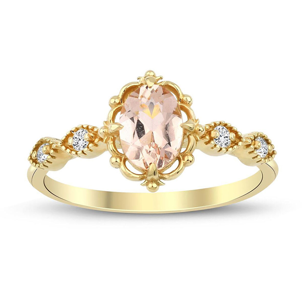 Vintage Morganite Tektaş Pırlanta Yüzük
