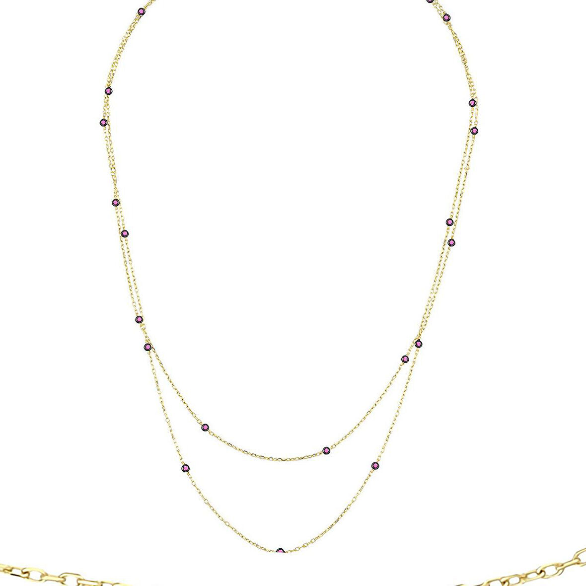 Yakut Taşlı Choker Kolye