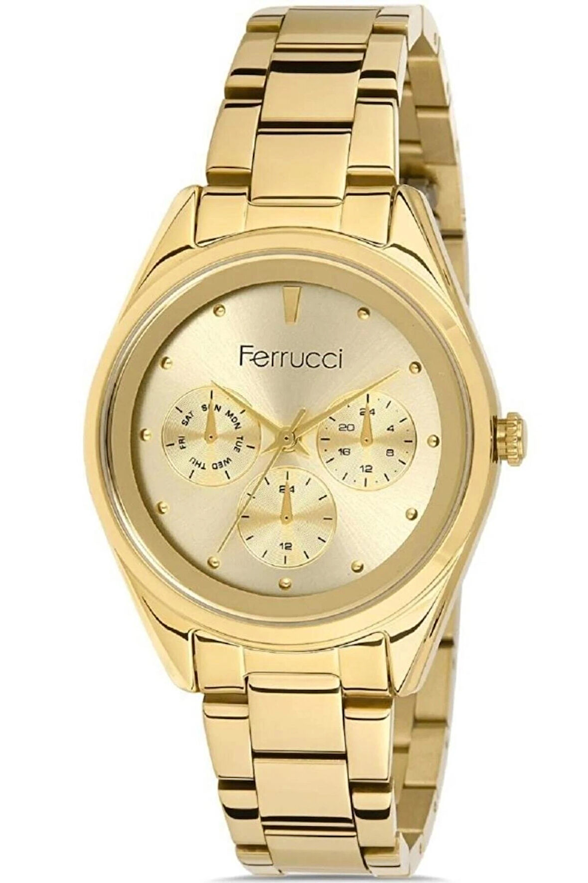 Ferrucci Gold Renk Çelik Spor Tasarım Şık Kadın Kol Saati