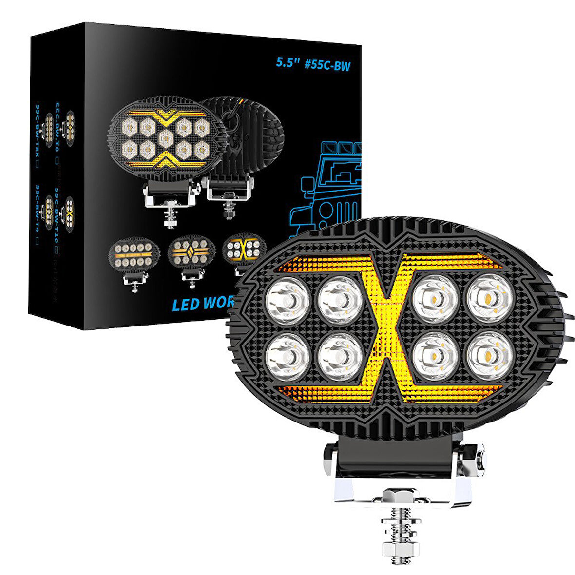 Off Road Sis Farı 5,5 İnç Selamlamalı Çakar İkaz Gündüz Led 2 Mod Projektör Çalışma Lambası 12/24 V 