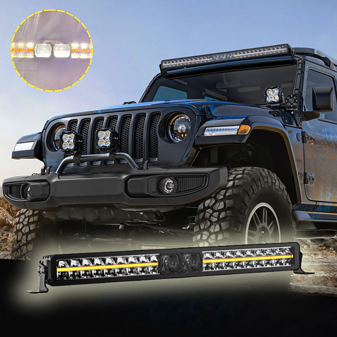 Off-Road Premium Tavan LED Bar 80 CM  Beyaz Işık Projektör DRL Gündüz Led Metal Gövde 12-24V