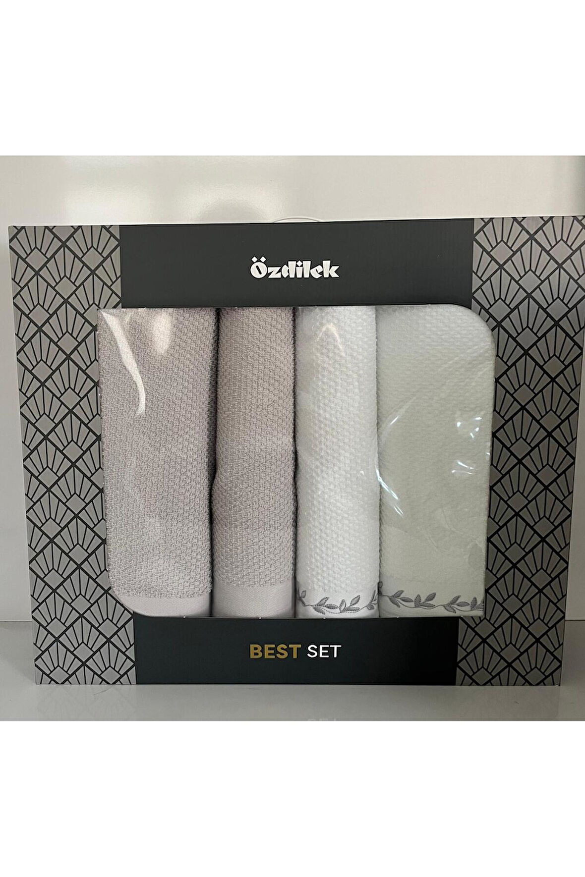 Özdilek Filgo Best Set Hamam Takımı Havlu Seti Gri-Beyaz