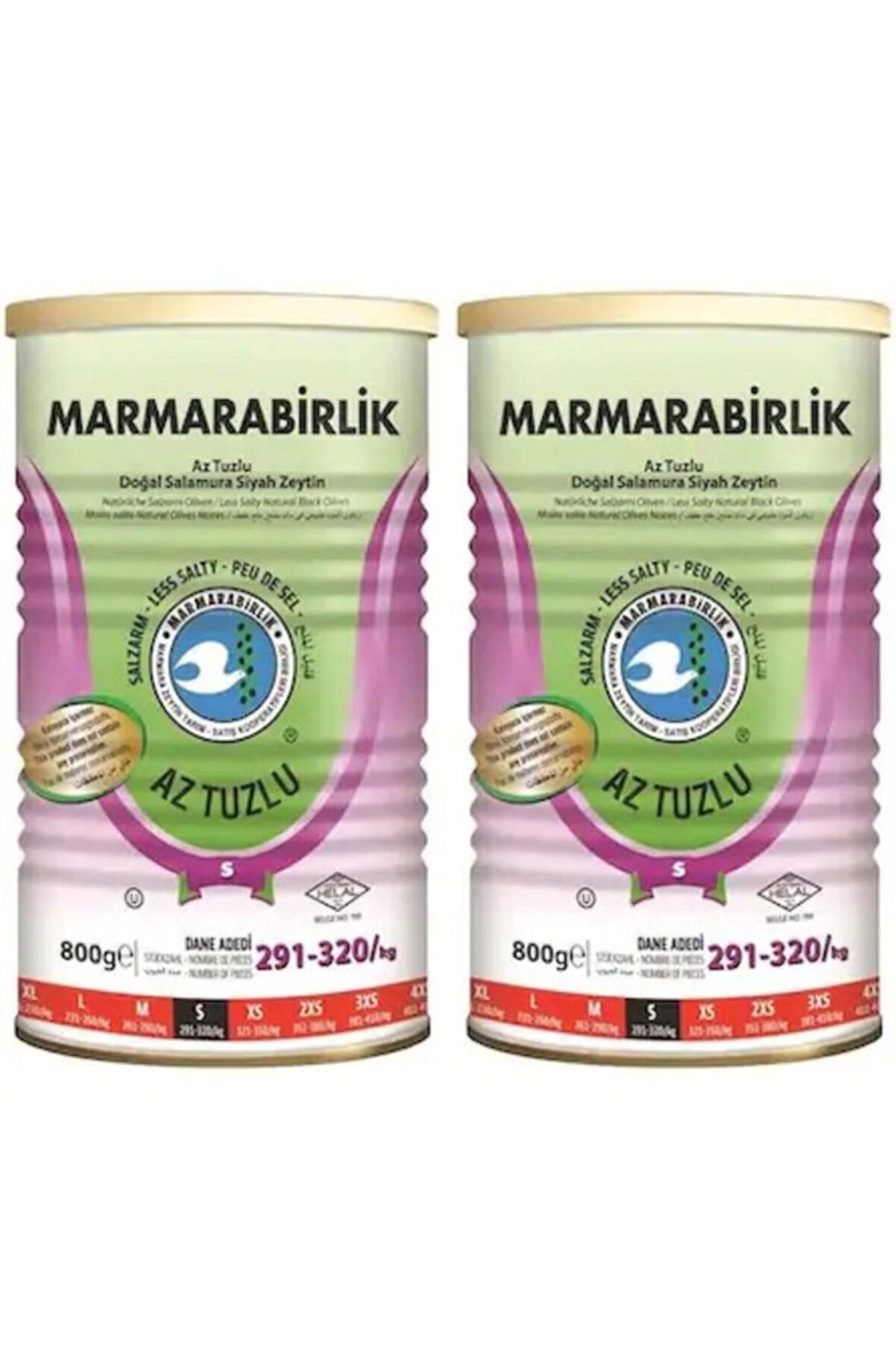 Marmarabirlik Az Tuzlu Siyah Zeytin 800 Gr S 291-320/kg x 2 Adet