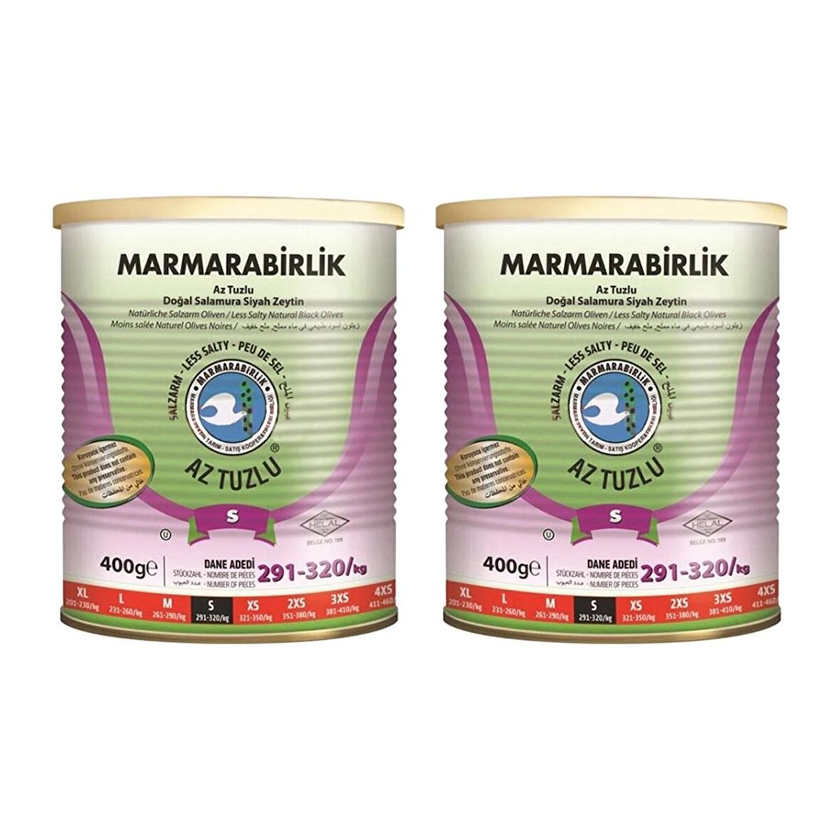 Marmarabirlik Az Tuzlu Zeytin 400 gr 2 li