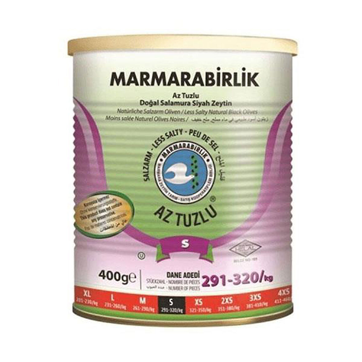 MARMARABİRLİK AZ TUZLU SİYAH ZEYTİN 400 GR X 6 ADET