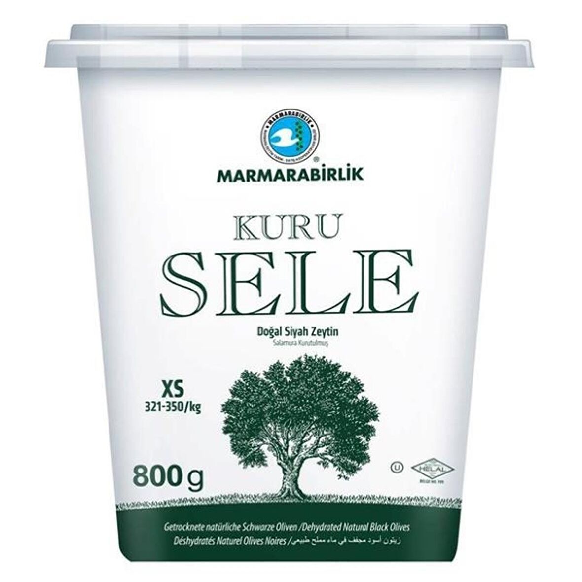 Marmarabirlik siyah zeytin kuru sele xs 800gr 