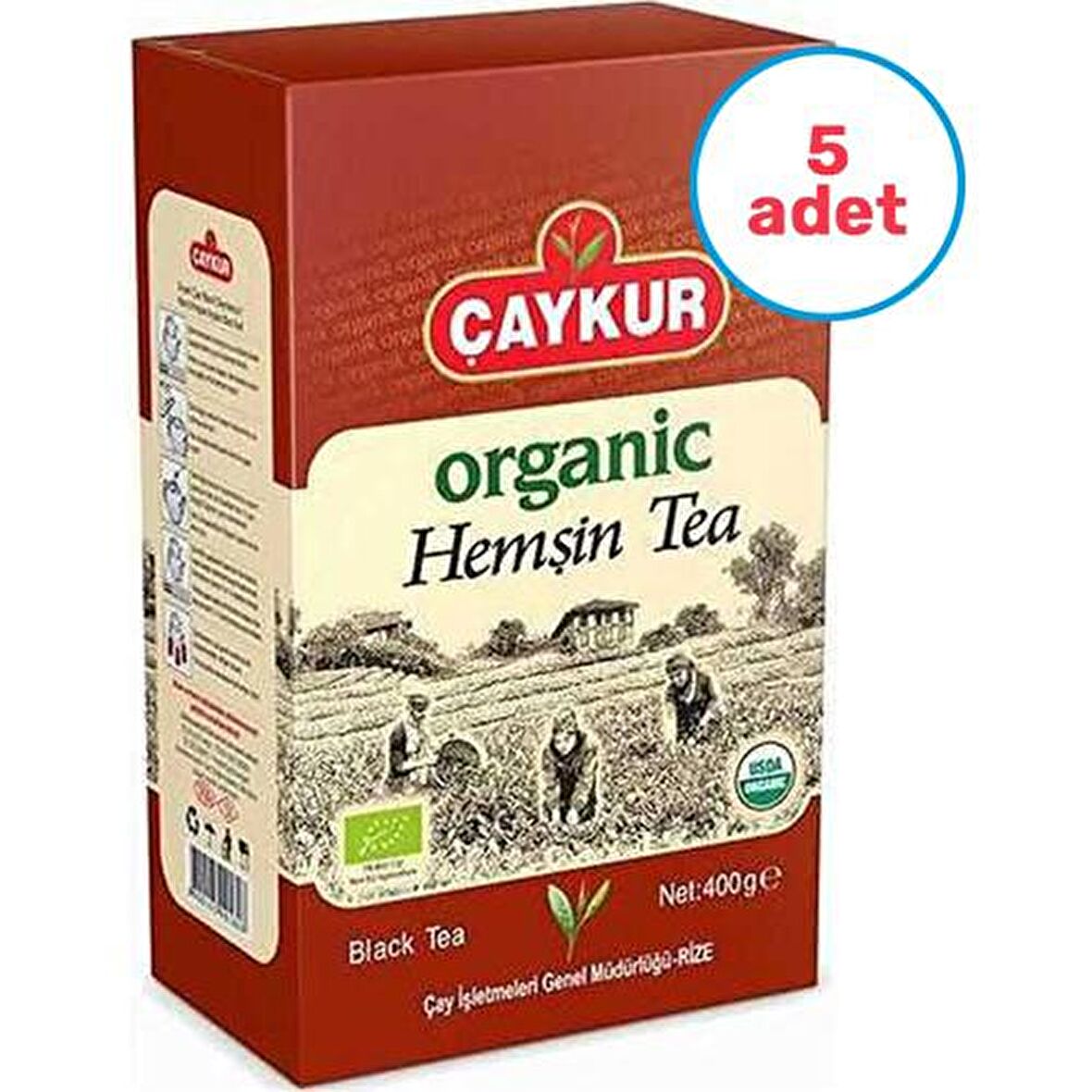 Çaykur Hemşin Organik Dökme Siyah Çay 5x400 gr 