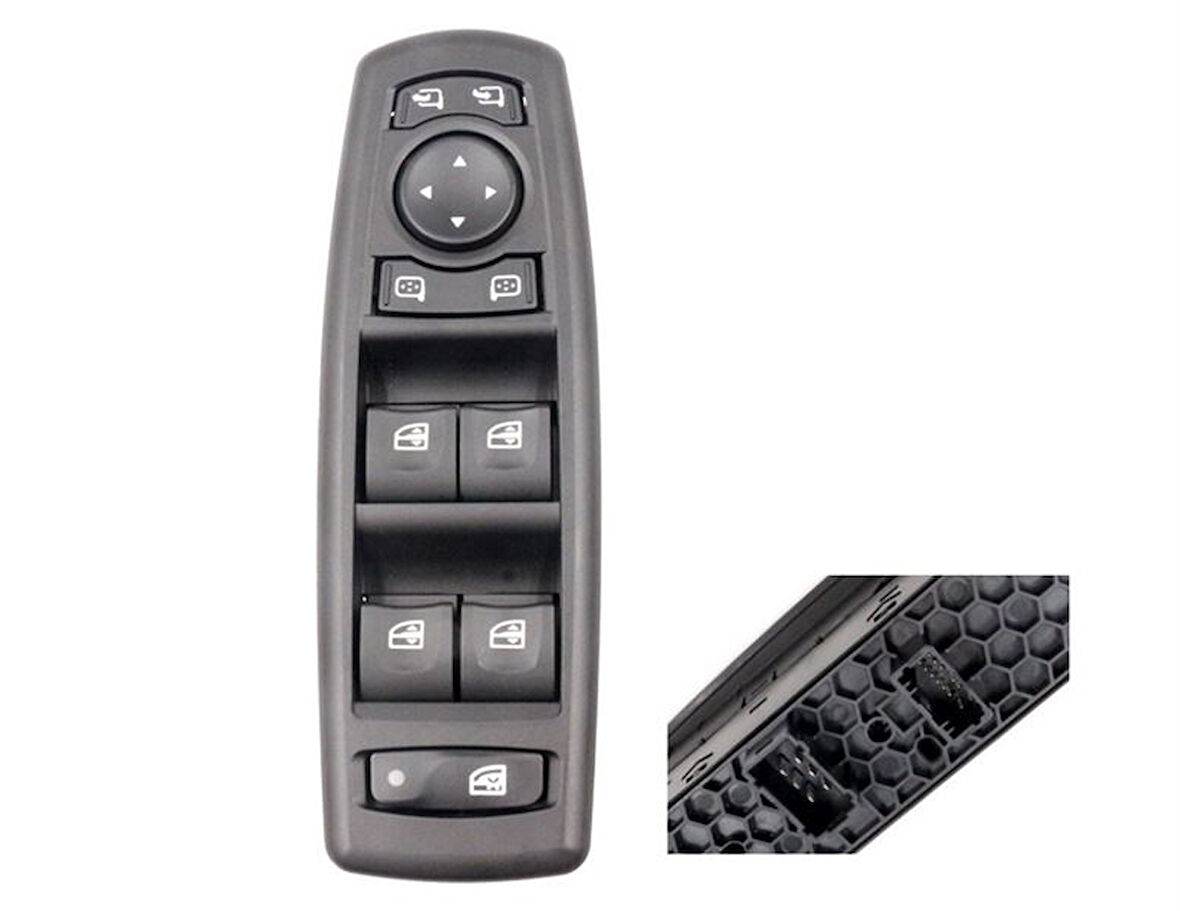 Renault Cam Acma Kapama Anahtarı Sol Cerceveli  Siyah Renk Dortlu Megane III Laguna III Cift Soket 19 Pin Ay - Aem30 0730b