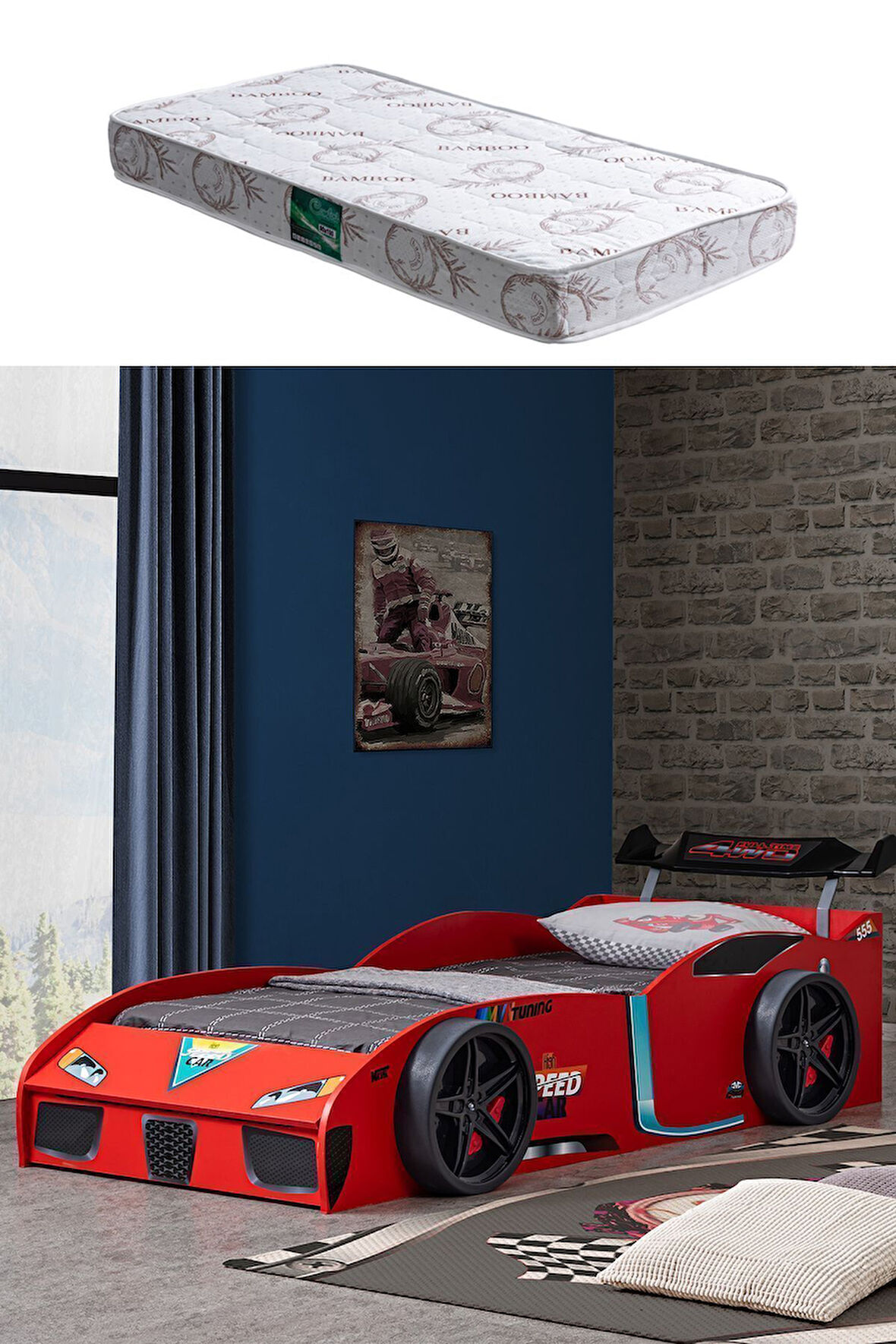 Arabalı Yatak, Speedy Sandıklı Rüzgarlıklı Arabalı Yatak - Kırmızı 1 Adet Comfort Yatak