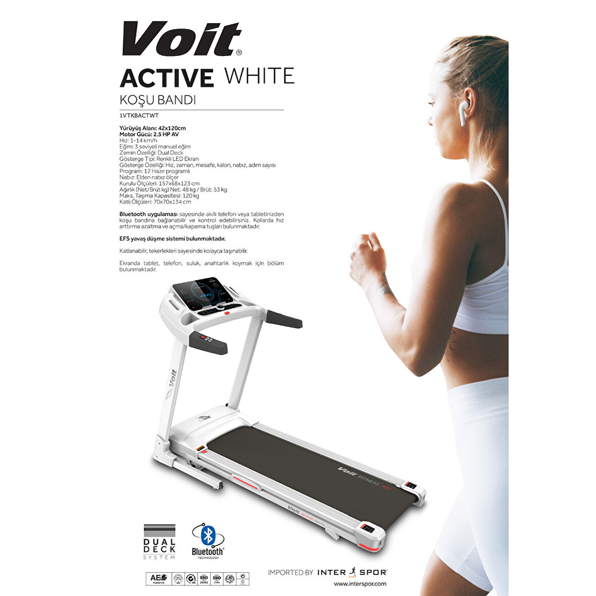 Voit Active White Koşu Bandı (1VTKBACTWT)