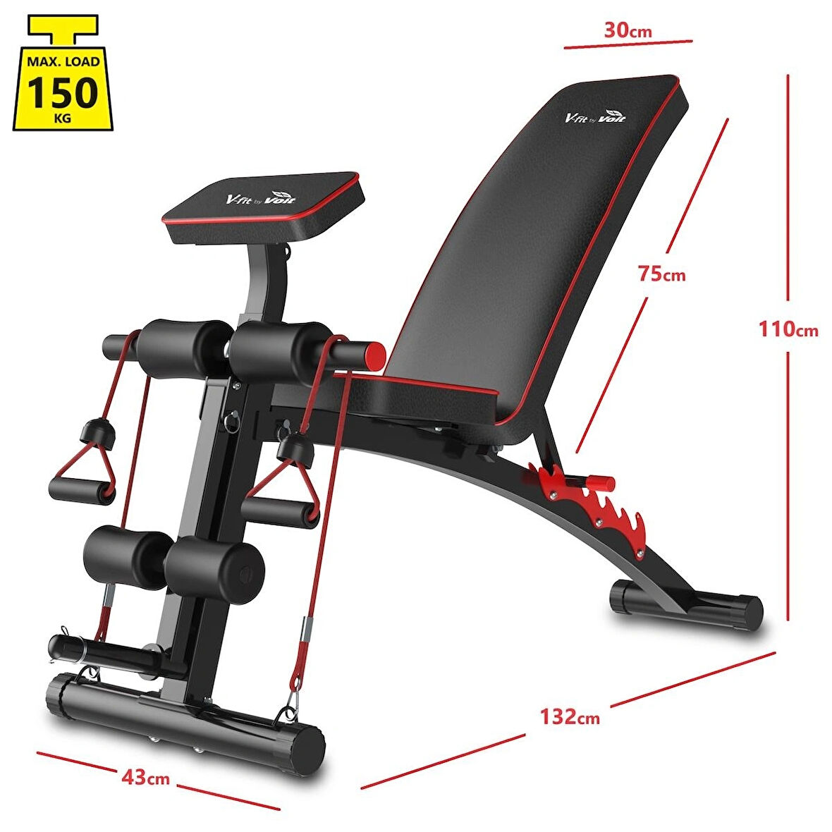 Voit V-FIT BY VOIT D208 Katlanabilir Incline/decline Ayarlanabilir Sırt Açılı Mekik ve Ağırlık Sehpası