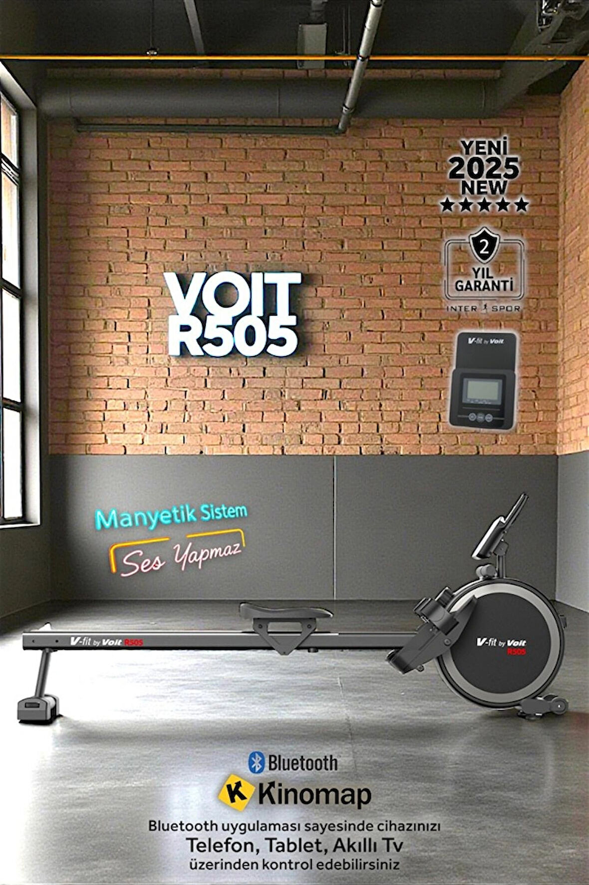 Voit Vfit By R505 Manyetik Kondisyon Küreği Bluetooth'lu Dik Katlanabilir 16 Kademeli Direnç Sistemi