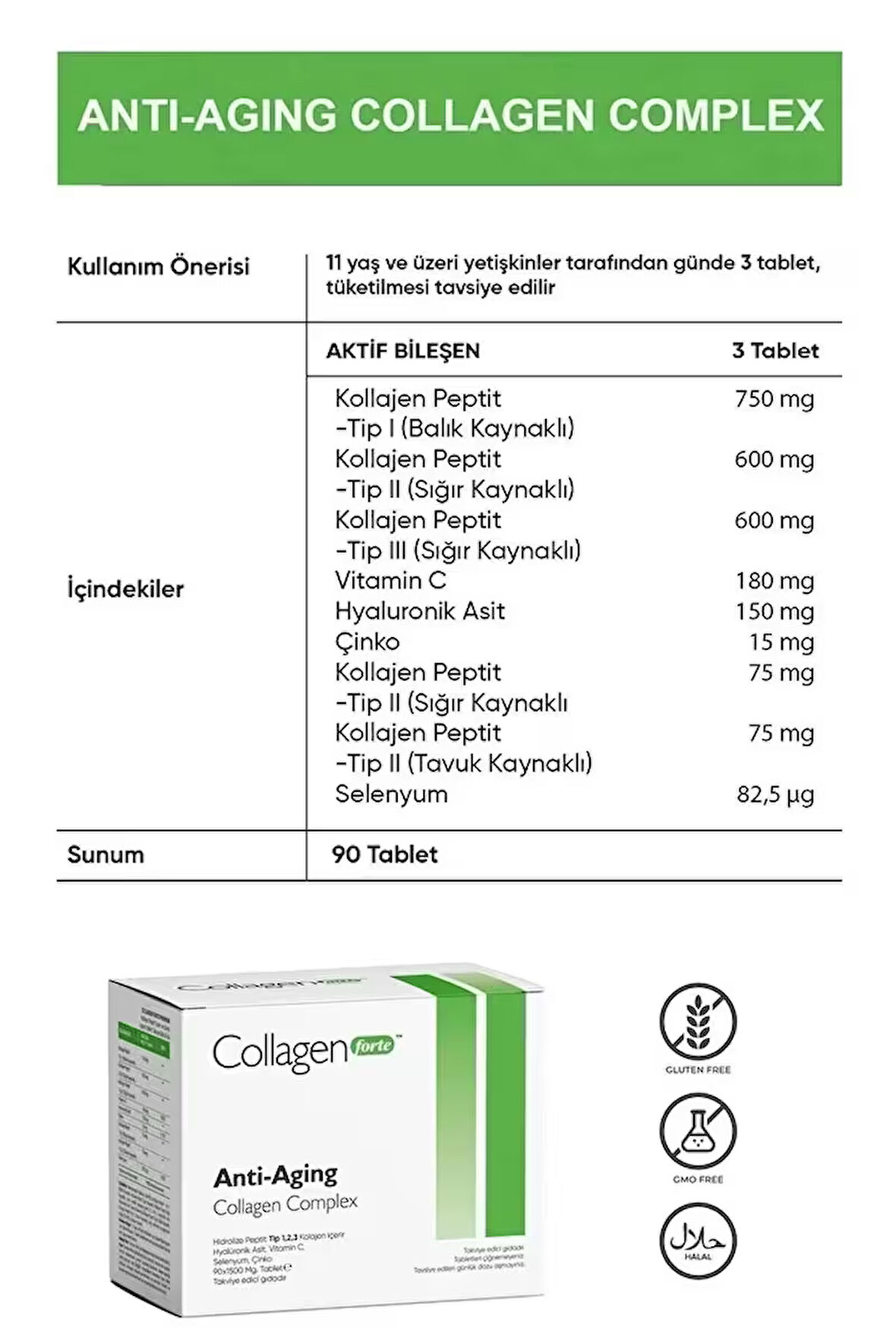 Colagen Anti-Aging Kolajen Complex & Multivitamin 1500 Mg x 90 Tablet